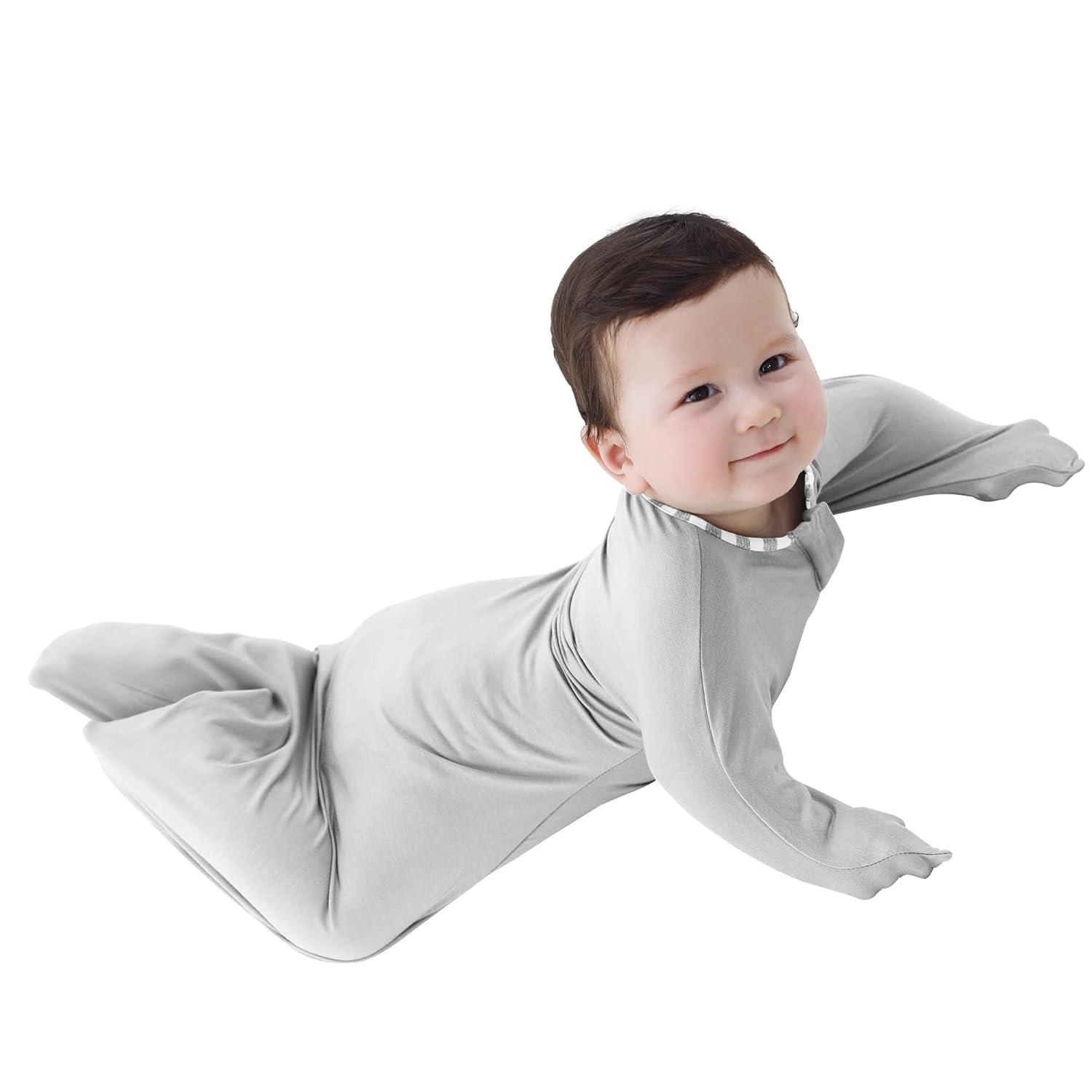 imagePuppyPaws Baby Sleep Sack 15 TOG Transitional Swaddle with Arms Up Length Sleeves and Mitten Cuffs Sleep Sack 69 Months Wearable Blanket Baby 95 Rayon derived from Bamboo 5 Spandex05toggrey