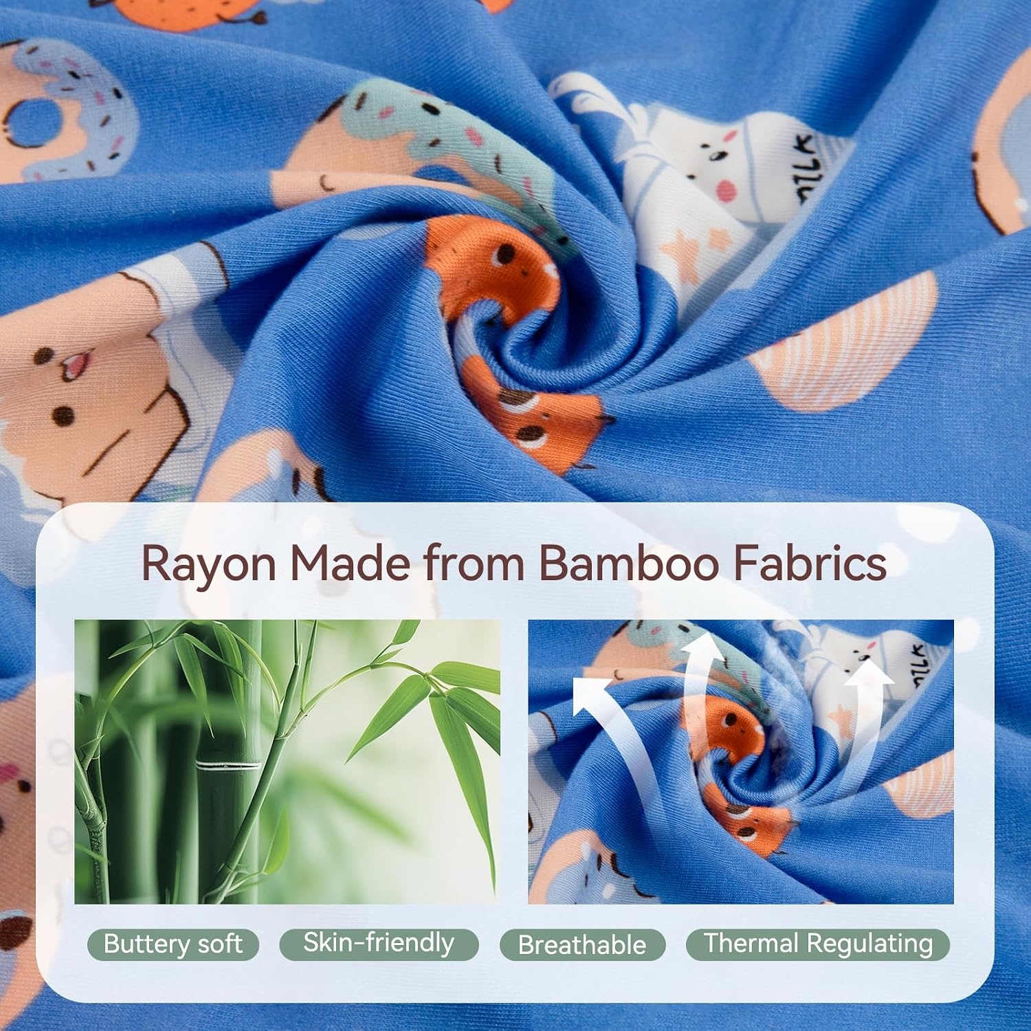 image:imageBubblePanda Rayon Made From Bamboo Baby Pajamas Long Sleeve SleepersBlue Cookies