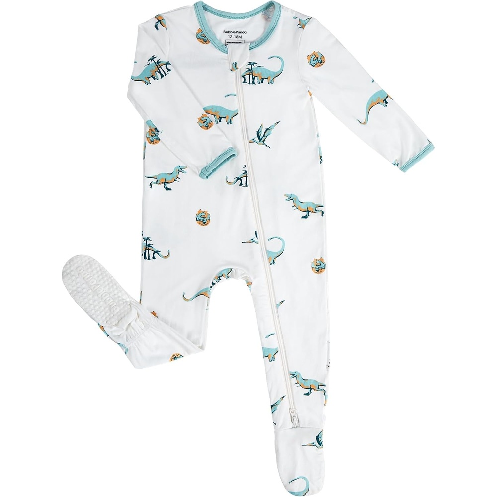 image:imageBubblePanda Rayon Made From Bamboo Baby Pajamas Long Sleeve SleepersDinosaur