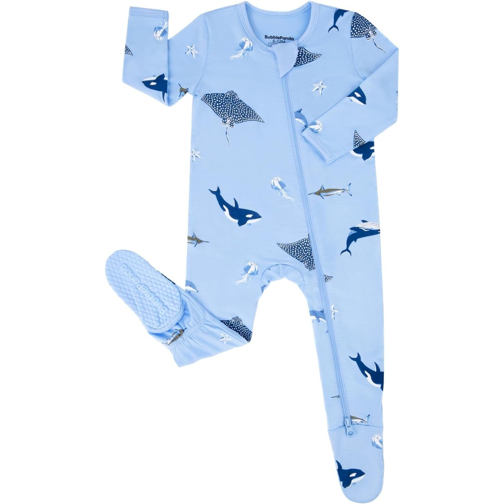 image:imageBubblePanda Rayon Made From Bamboo Baby Pajamas Long Sleeve SleepersShark