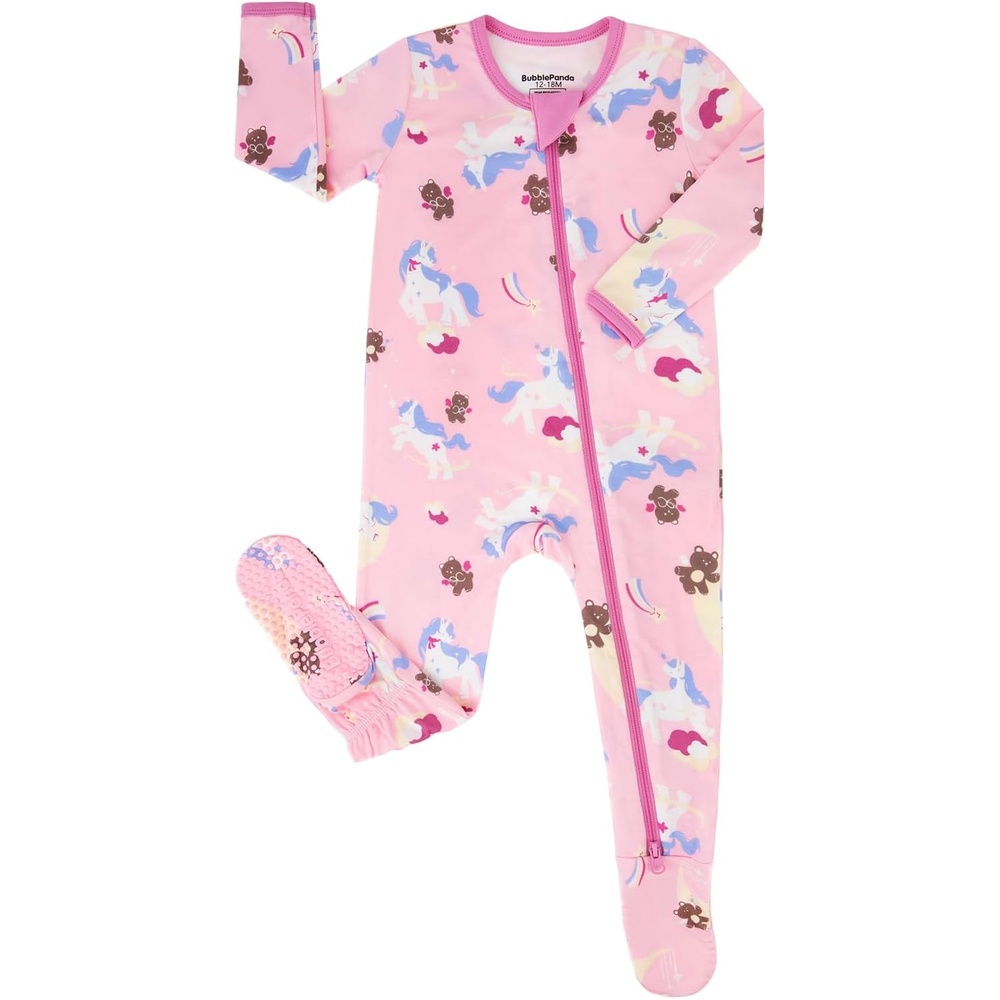 image:imageBubblePanda Rayon Made From Bamboo Baby Pajamas Long Sleeve SleepersUnicorns