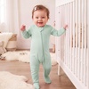 BubblePanda Rayon Made From Bamboo Baby Pajamas Long Sleeve Sleepers(Sage)