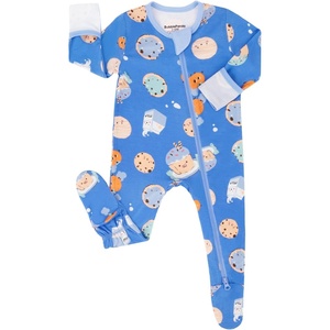 BubblePanda Rayon Made From Bamboo Baby Pajamas Long Sleeve Sleepers(Blue Cookies)