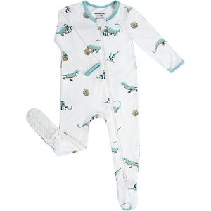 BubblePanda Rayon Made From Bamboo Baby Pajamas Long Sleeve Sleepers(Dinosaur)