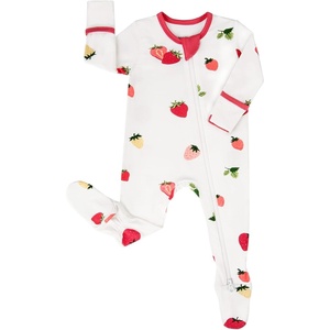 BubblePanda Rayon Made From Bamboo Baby Pajamas Long Sleeve Sleepers(Strawberry)