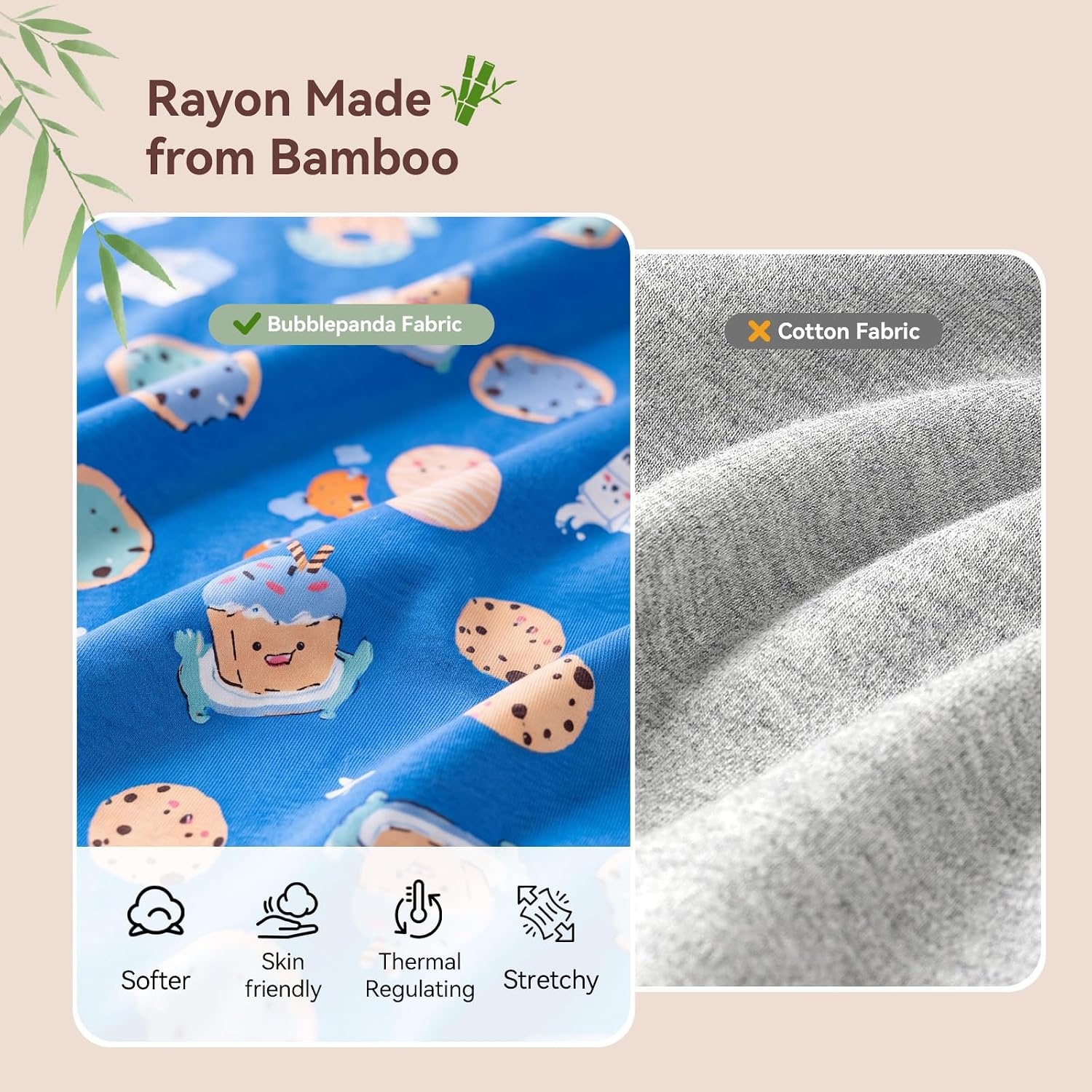 image:imageBubblePanda Baby Pajamas Rayon Made From Bamboo Footie Sleepers Girls BoysBlue Cookies