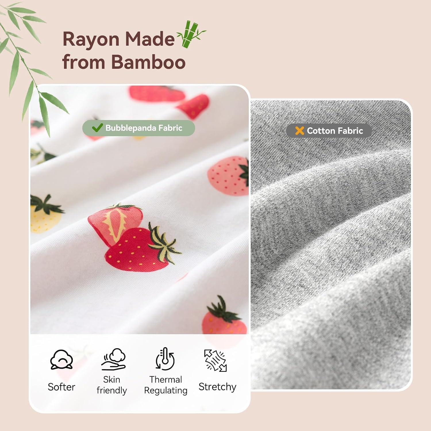 image:imageBubblePanda Baby Pajamas Rayon Made From Bamboo Footie Sleepers Girls BoysStrawberry