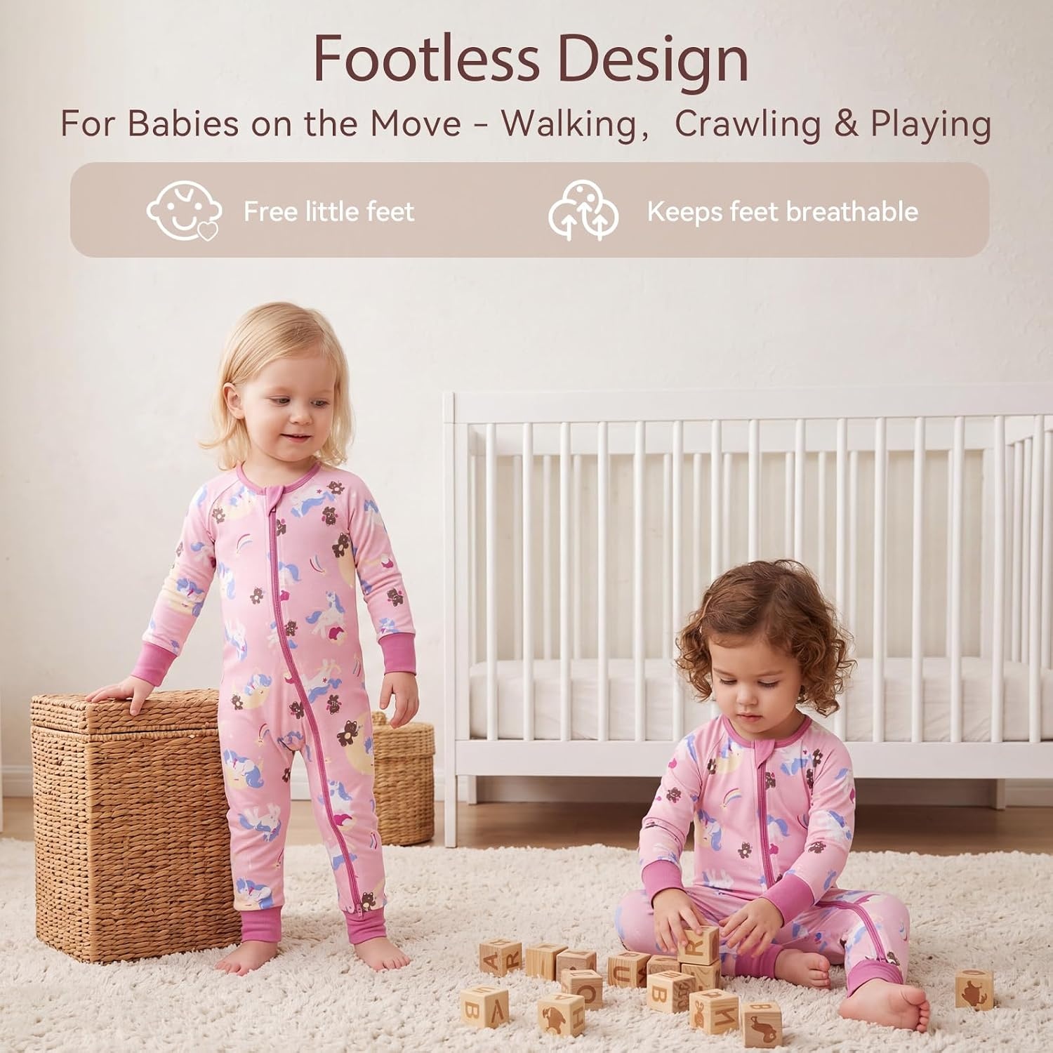 image:imageBubblePanda Baby Pajamas Rayon Made From Bamboo Footie Sleepers Girls BoysUnicorns