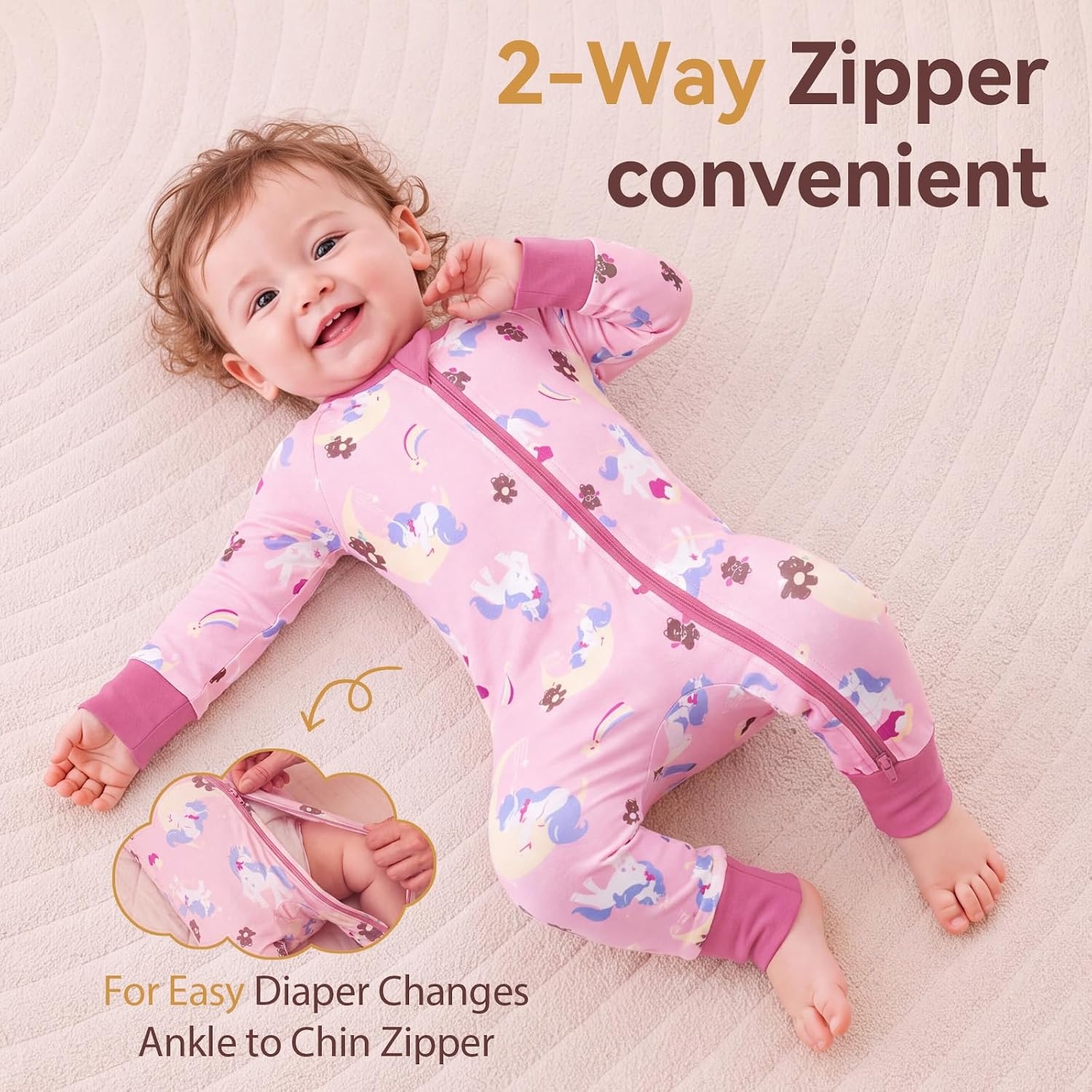 image:imageBubblePanda Baby Pajamas Rayon Made From Bamboo Footie Sleepers Girls BoysUnicorns