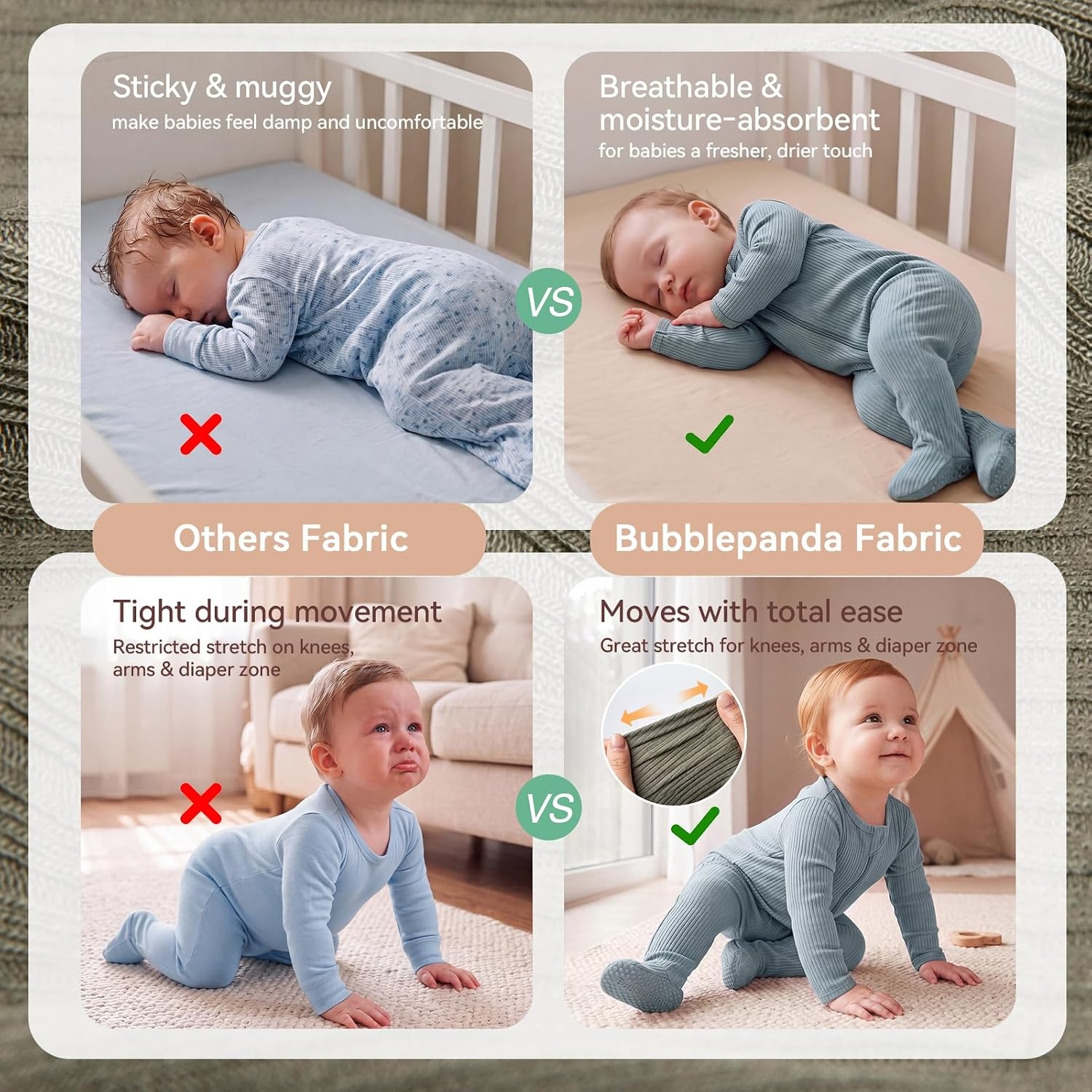 image:imageBubblePanda Rayon Made From Bamboo Baby Pajamas Unisex Newborn SleepersGlacier