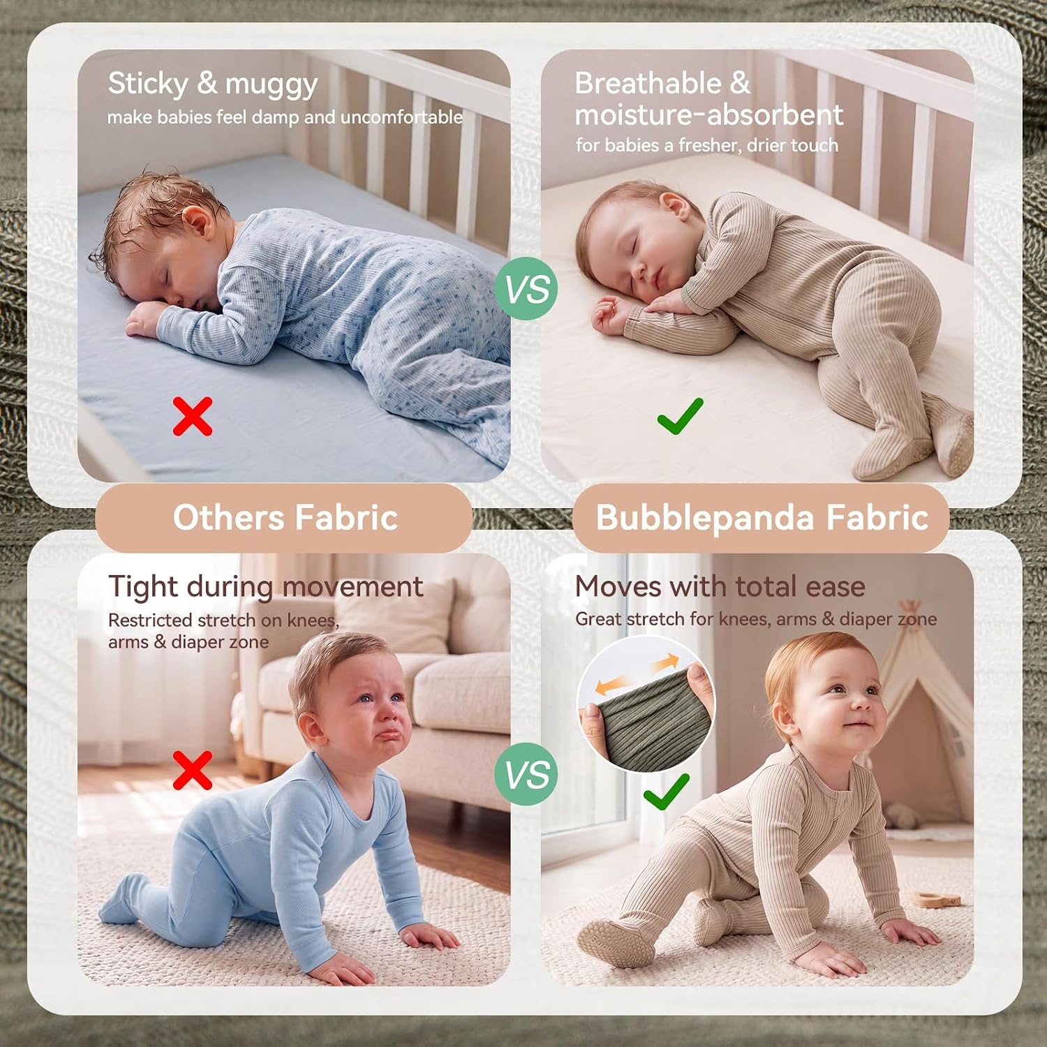 image:imageBubblePanda Rayon Made From Bamboo Baby Pajamas Unisex Newborn SleepersOat