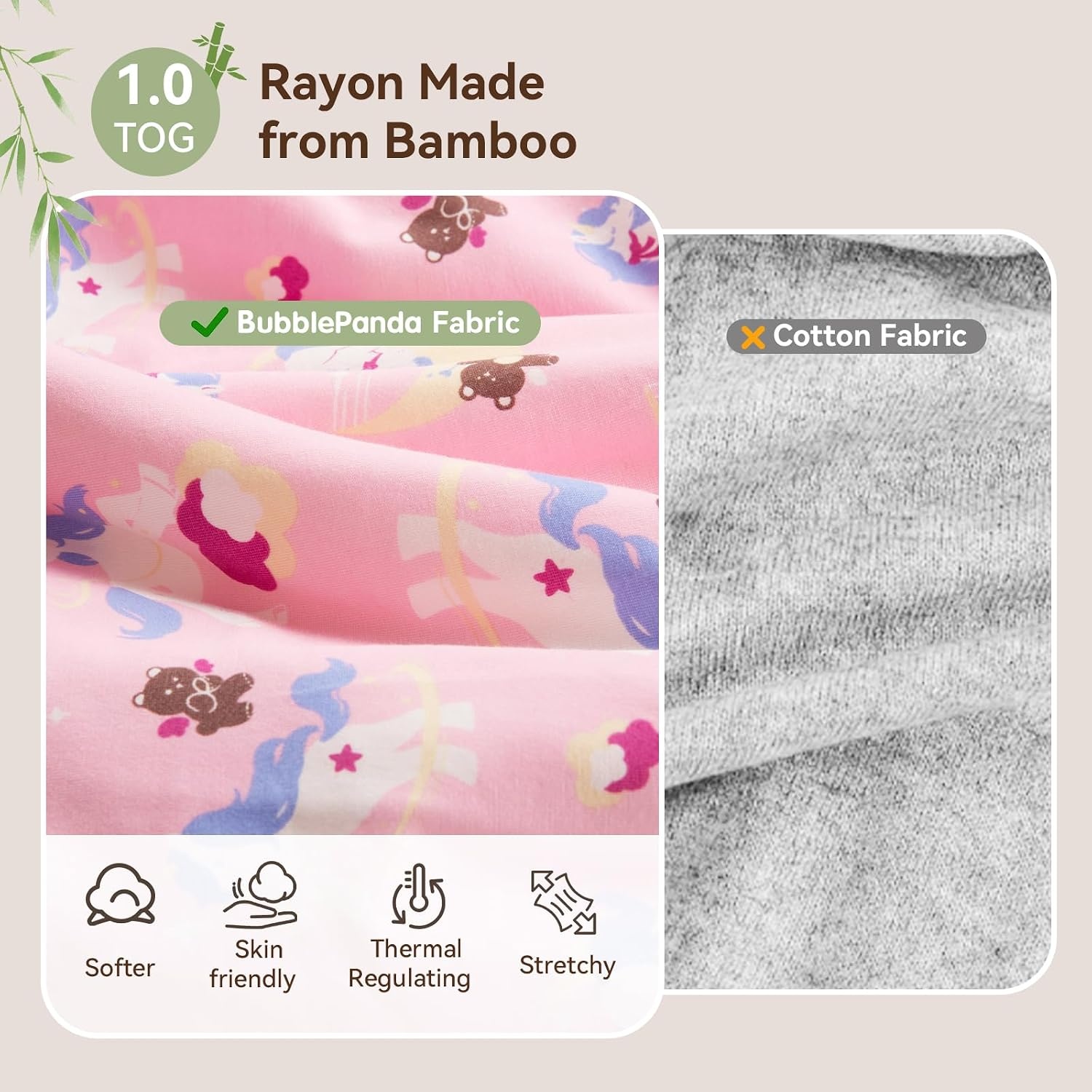 image:imageBubblePanda Rayon Made from Bamboo Sleep Sack with Feet 2t3t 10 Tog PrintUnicorns