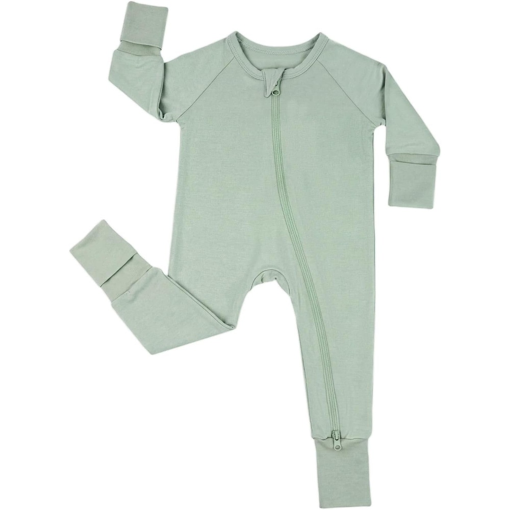image:imageBubblePanda Baby Pajamas Rayon Made From Bamboo Footie Sleepers Girls BoysSage