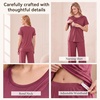 BubblePanda Maternity Nursing Pajamas Set 3 PCS Postpartum Breastfeeding Pj(Burgundy)
