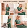 BubblePanda Maternity Nursing Pajamas Set 3 PCS Postpartum Breastfeeding Pj(Green)