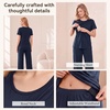 BubblePanda Maternity Nursing Pajamas Set 3 PCS Postpartum Breastfeeding Pj(Navy Blue)