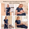 BubblePanda Maternity Nursing Pajamas Set 3 PCS Postpartum Breastfeeding Pj(Navy Blue)