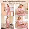 BubblePanda Maternity Nursing Pajamas Set 3 PCS Postpartum Breastfeeding Pj(Pink)