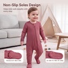 BubblePanda Rayon Made From Bamboo Baby Pajamas Unisex Newborn Sleepers(Dusty Rose)