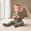 BubblePanda Rayon Made From Bamboo Baby Pajamas Unisex Newborn Sleepers(Olive Drab)
