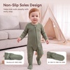 BubblePanda Rayon Made From Bamboo Baby Pajamas Unisex Newborn Sleepers(Olive Drab)