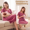 BubblePanda Rayon Made from Bamboo Nursing Nightgown Breastfeeding Gown(Burgundy)
