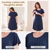 BubblePanda Rayon Made from Bamboo Nursing Nightgown Breastfeeding Gown(Navy Blue)