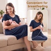 BubblePanda Rayon Made from Bamboo Nursing Nightgown Breastfeeding Gown(Navy Blue)