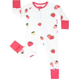 BubblePanda Baby Pajamas Rayon Made From Bamboo Footie Sleepers Girls Boys(Strawberry)