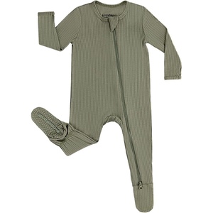 BubblePanda Rayon Made From Bamboo Baby Pajamas Unisex Newborn Sleepers(Olive Drab)