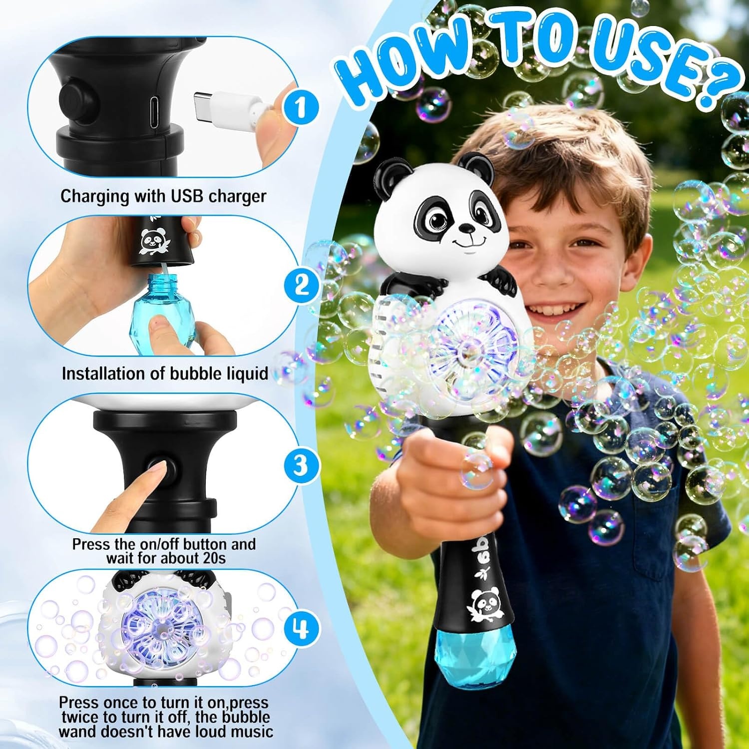 image:imageLight Up Bubble Wand Rechargeable Automatic Bubble Toy for Kids 38