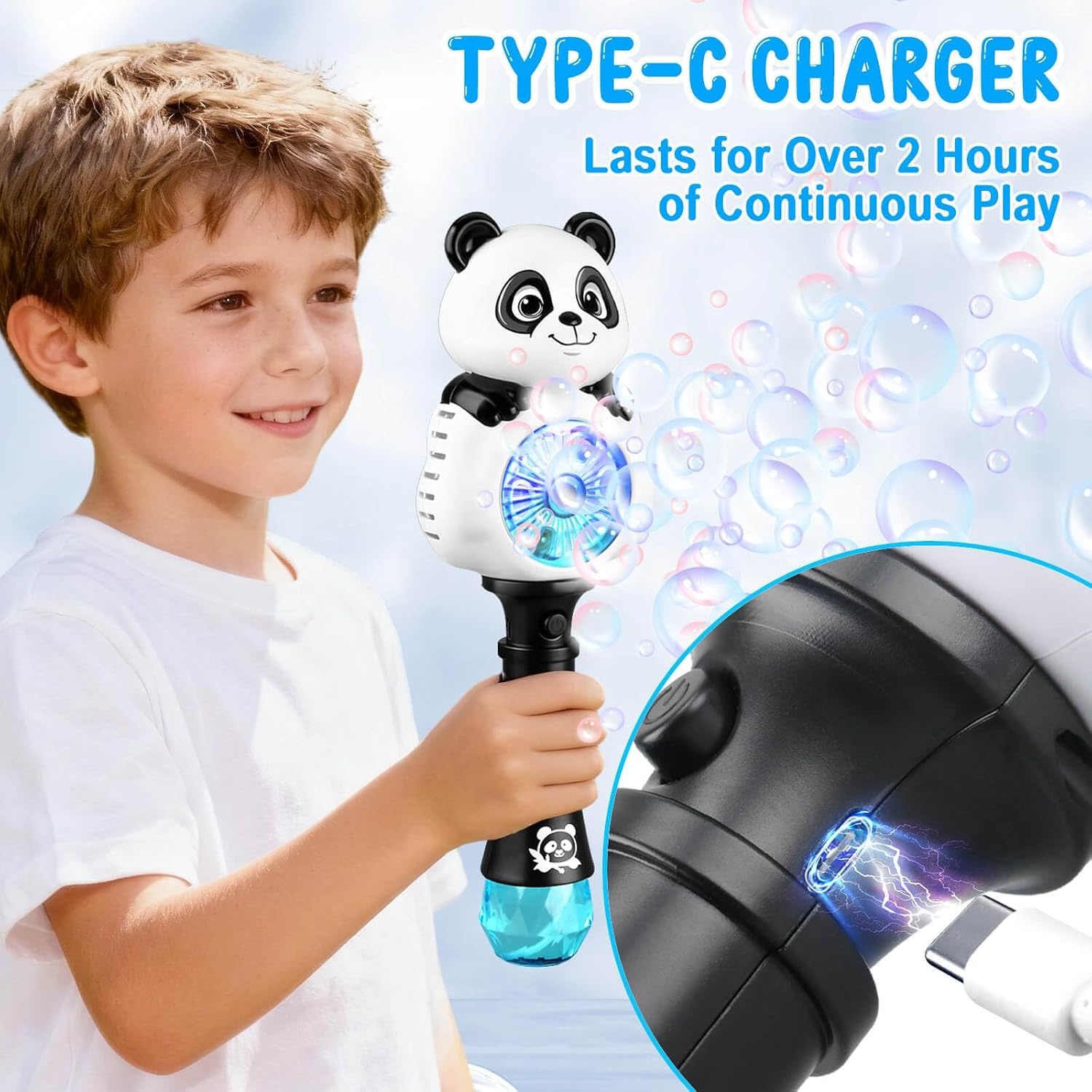 image:imageLight Up Bubble Wand Rechargeable Automatic Bubble Toy for Kids 38