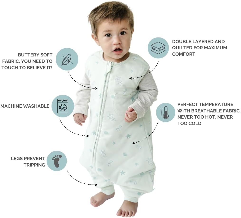 image:imageDreamsuit Toddler Sleep Sack with Legs Rayon Made from BambooSeashell
