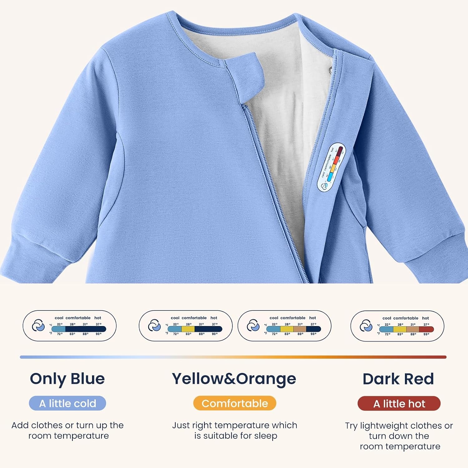 image:imageKaiyaBaby Organic Cotton Baby Sleep Sack Long Sleeve 10 TOG 618MQuiet Sky