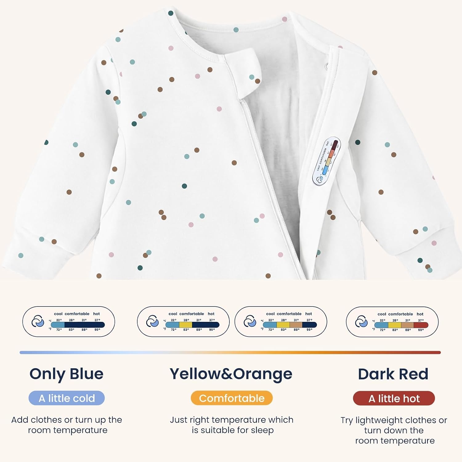 image:imageKaiyaBaby Organic Cotton Baby Sleep Sack Long Sleeve 10 TOG 618MSpark Dots