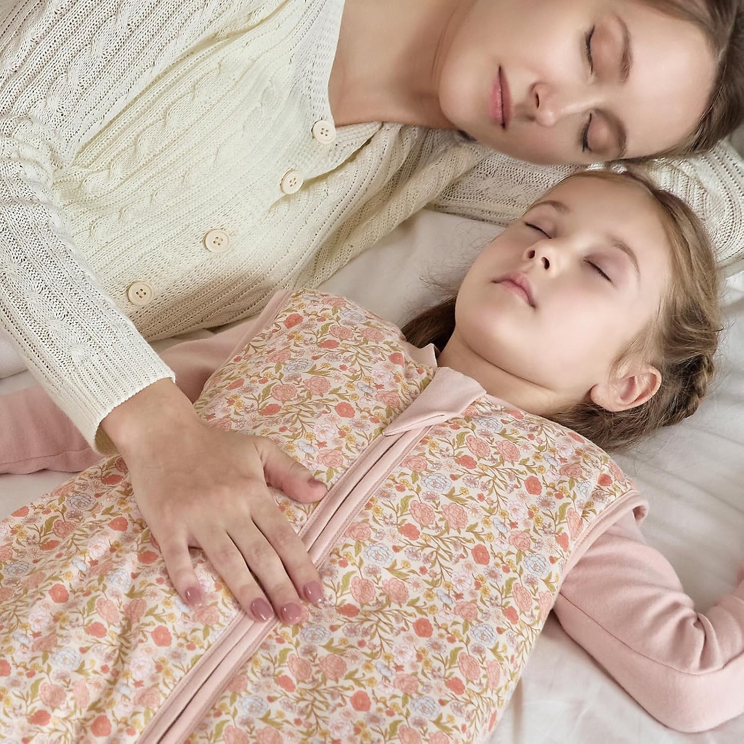 image:imageMosebears Cotton Toddler Sleep Sack with Feet 25 TOG Ultra Soft Toddler Sleeping Sack Baby Sleep Bag Walker Wearable BlanketPink Flower