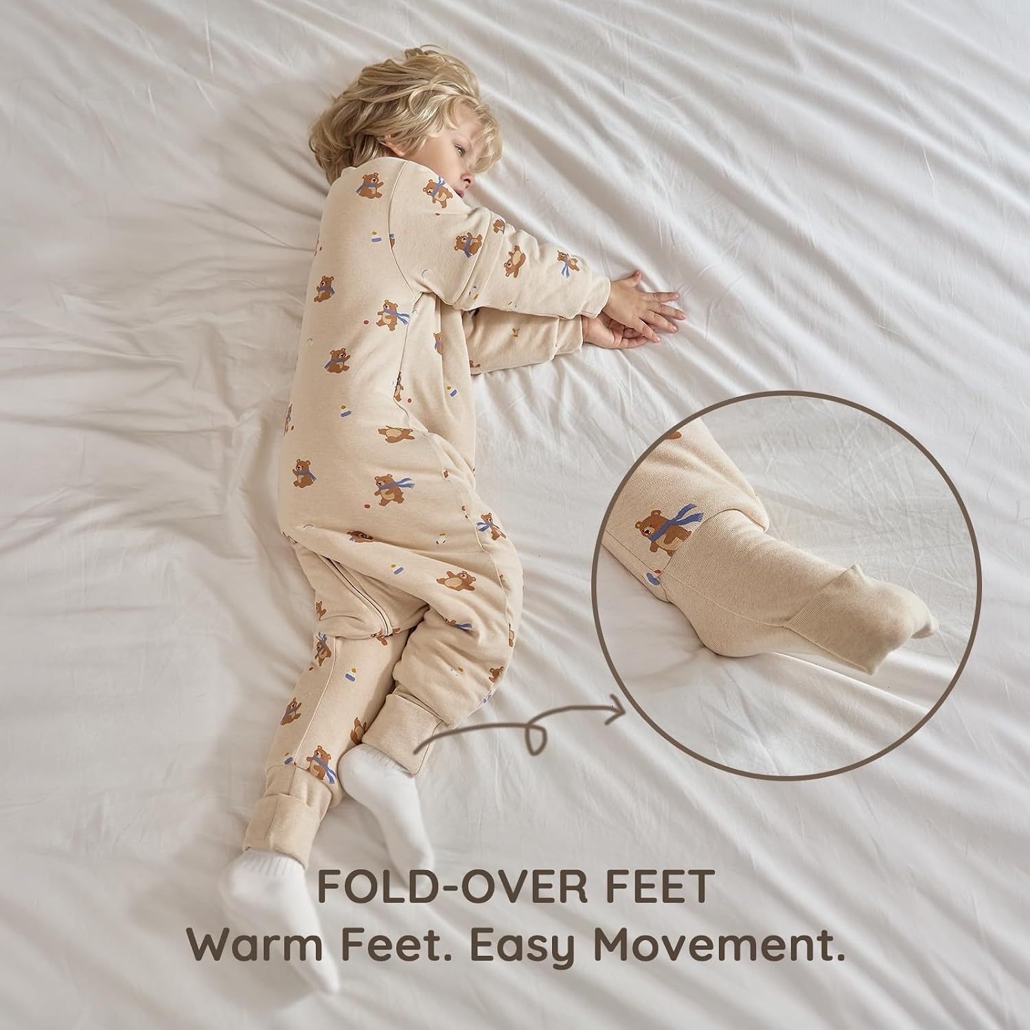 image:imageMosebears Cotton Toddler Sleep Sack with Feet 25 TOG Ultra Soft Toddler Sleeping Sack Walker Wearable BlanketBrown Bear