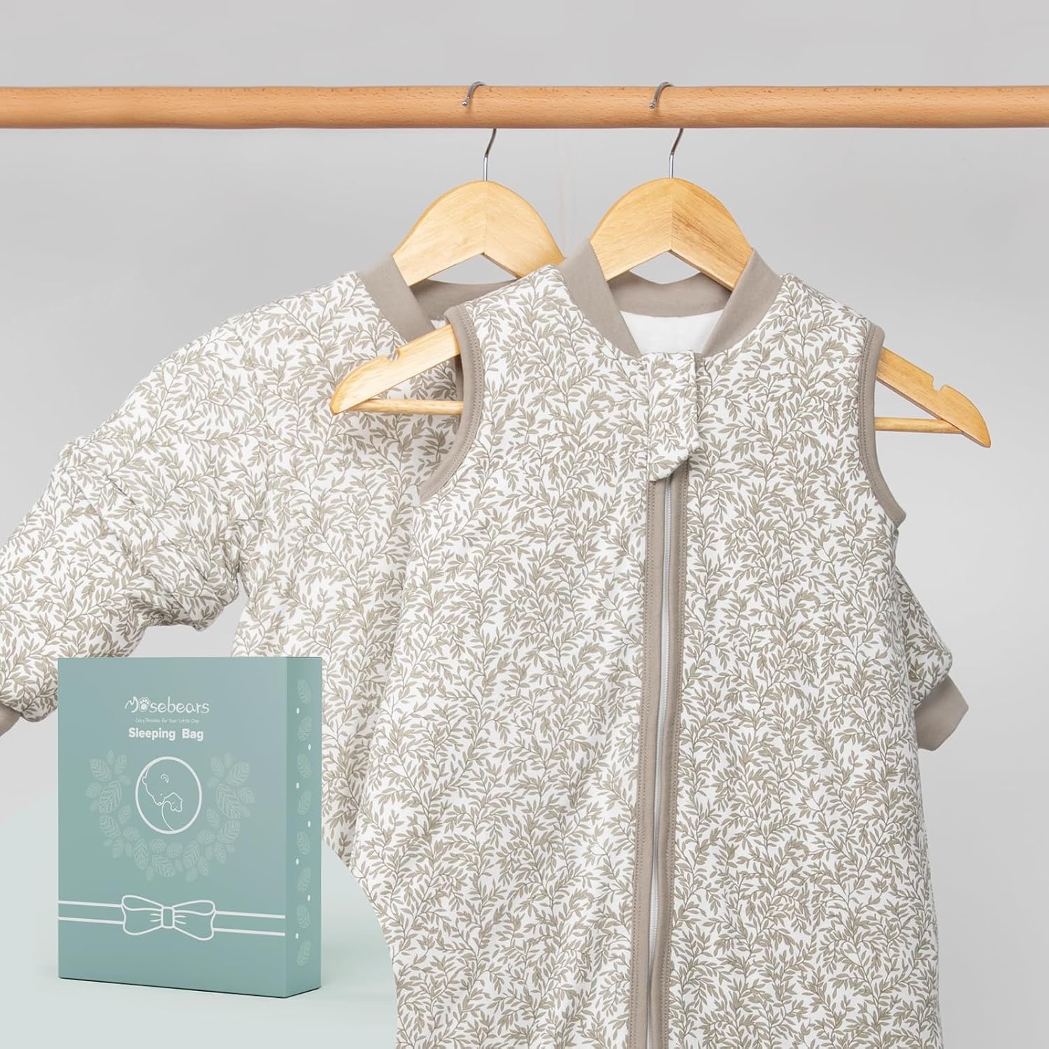 image:imageMosebears Cotton Toddler Sleep Sack with Feet 25 TOG Ultra Soft Toddler Sleeping Sack Walker Wearable BlanketLeaf