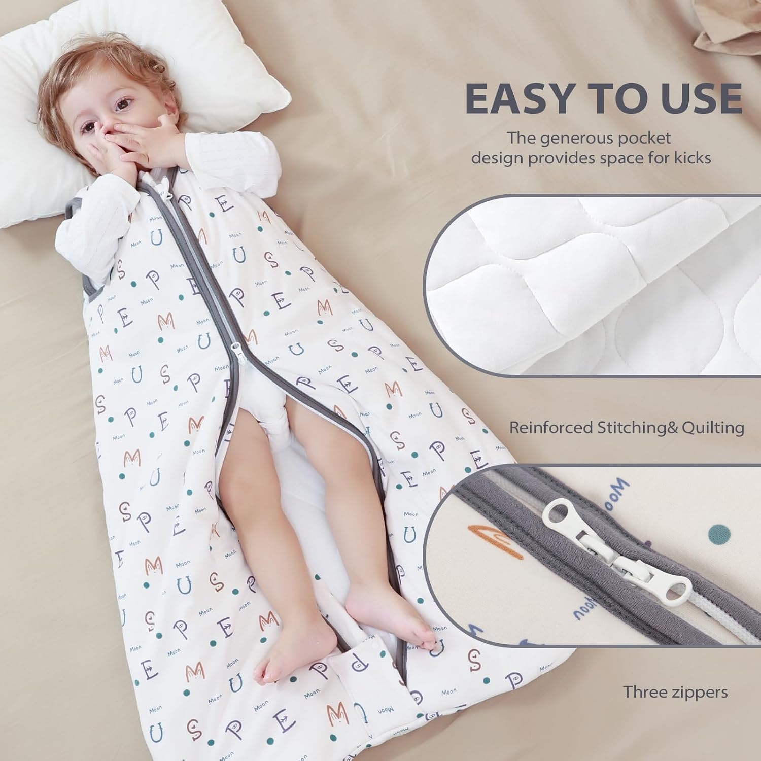 image:imageMosebears Sleep Sack Baby Winter Wearable Blanket with 2Way Zipper25 TOG Cotton Sleep Sack Unisex Calm Sage 612 MonthsAlphabet