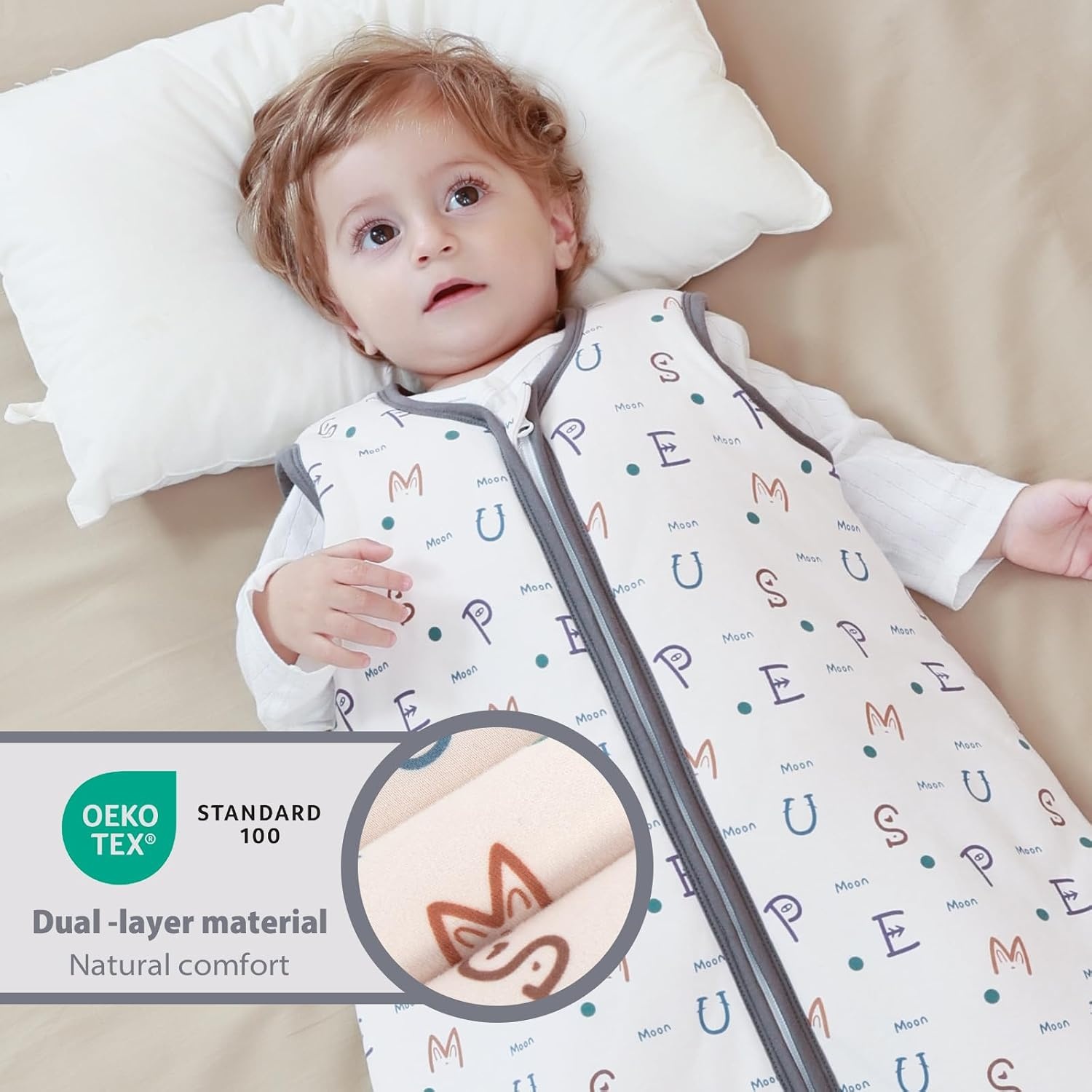 image:imageMosebears Sleep Sack Baby Winter Wearable Blanket with 2Way Zipper25 TOG Cotton Sleep Sack Unisex Calm Sage 612 MonthsAlphabet