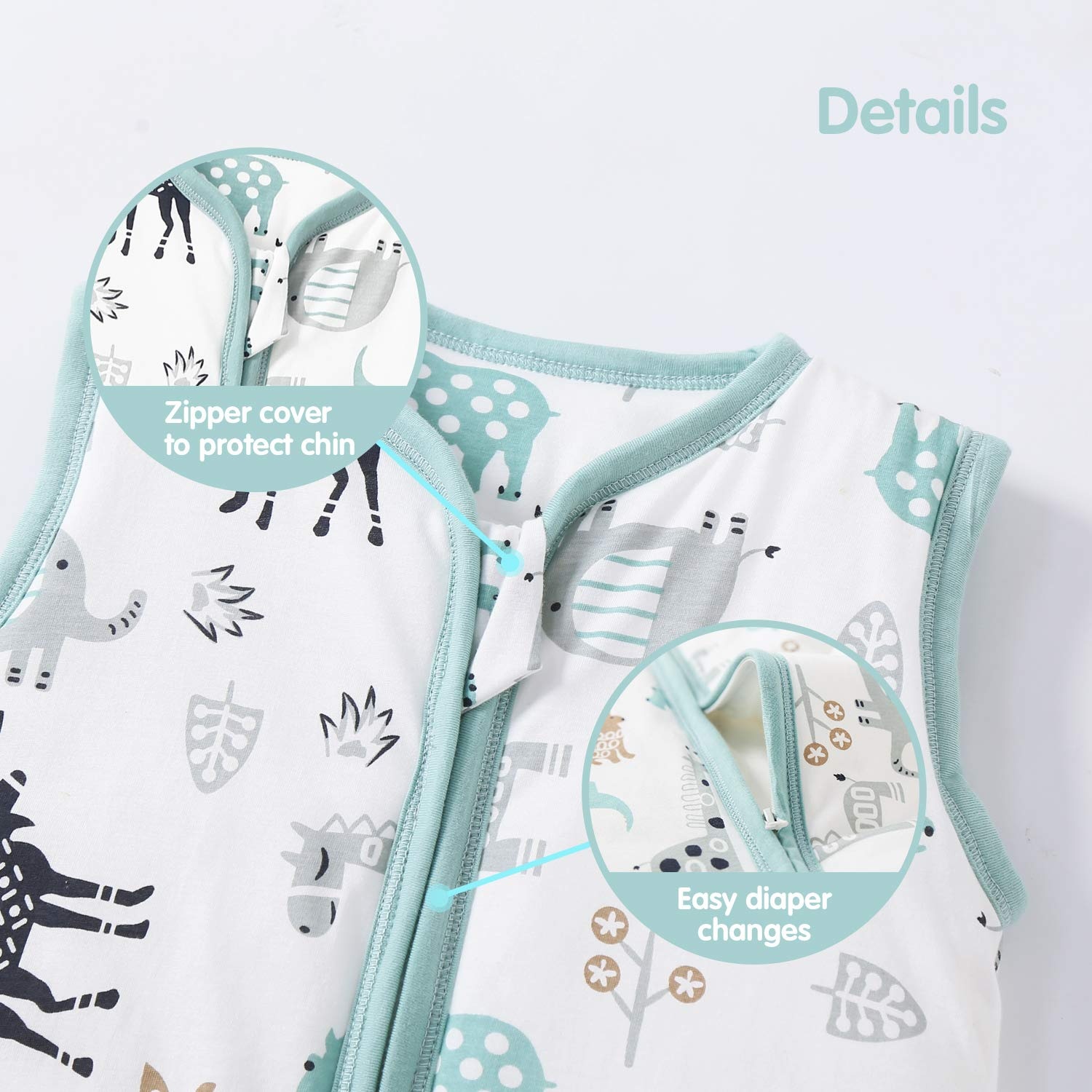 image:imageMosebears Sleep Sack Baby Winter Wearable Blanket with 2Way Zipper25 TOG Cotton Sleep Sack Unisex Calm Sage 612 MonthsDeer