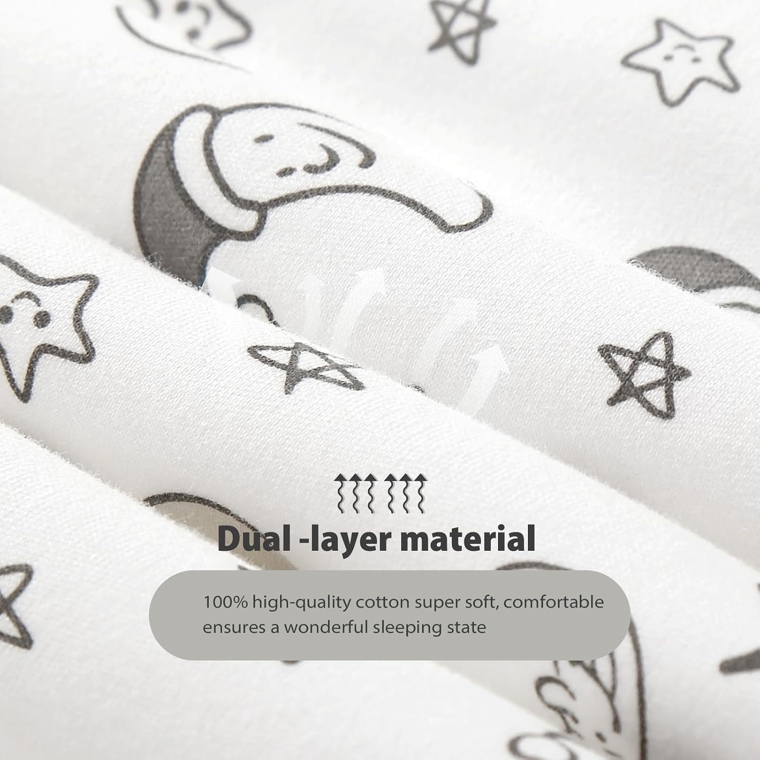 image:imageMosebears Sleep Sack Baby Winter Wearable Blanket with 2Way Zipper25 TOG Cotton Sleep Sack Unisex Calm Sage 612 MonthsWhite Star