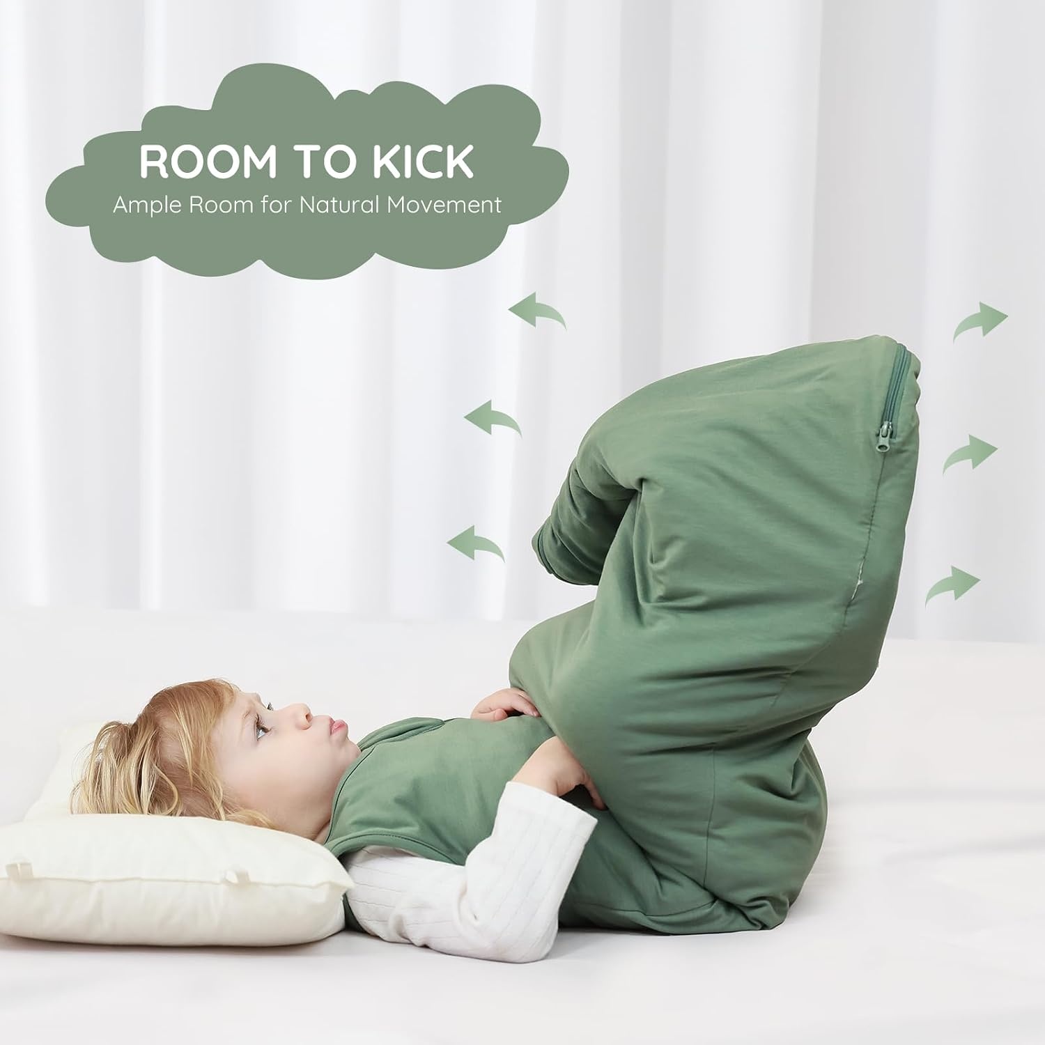 image:imageMosebears Unisex Baby Sleep Sack 10 TOG Supersoft Rayon Made from Bamboo Wearable Blanket with 2Way ZipperDeep Green