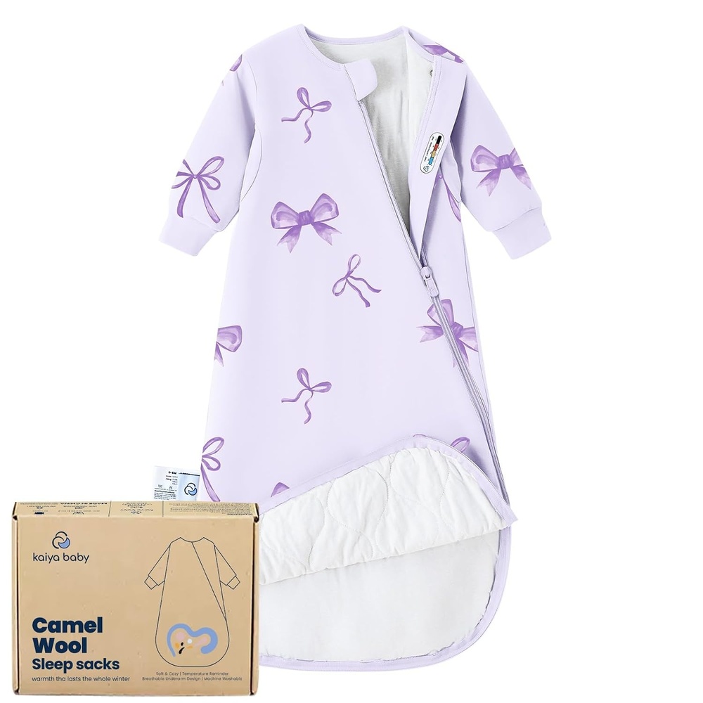 image:imageKaiyaBaby Organic Cotton Baby Sleep Sack Long Sleeve 10 TOG 618MLavender Bowa