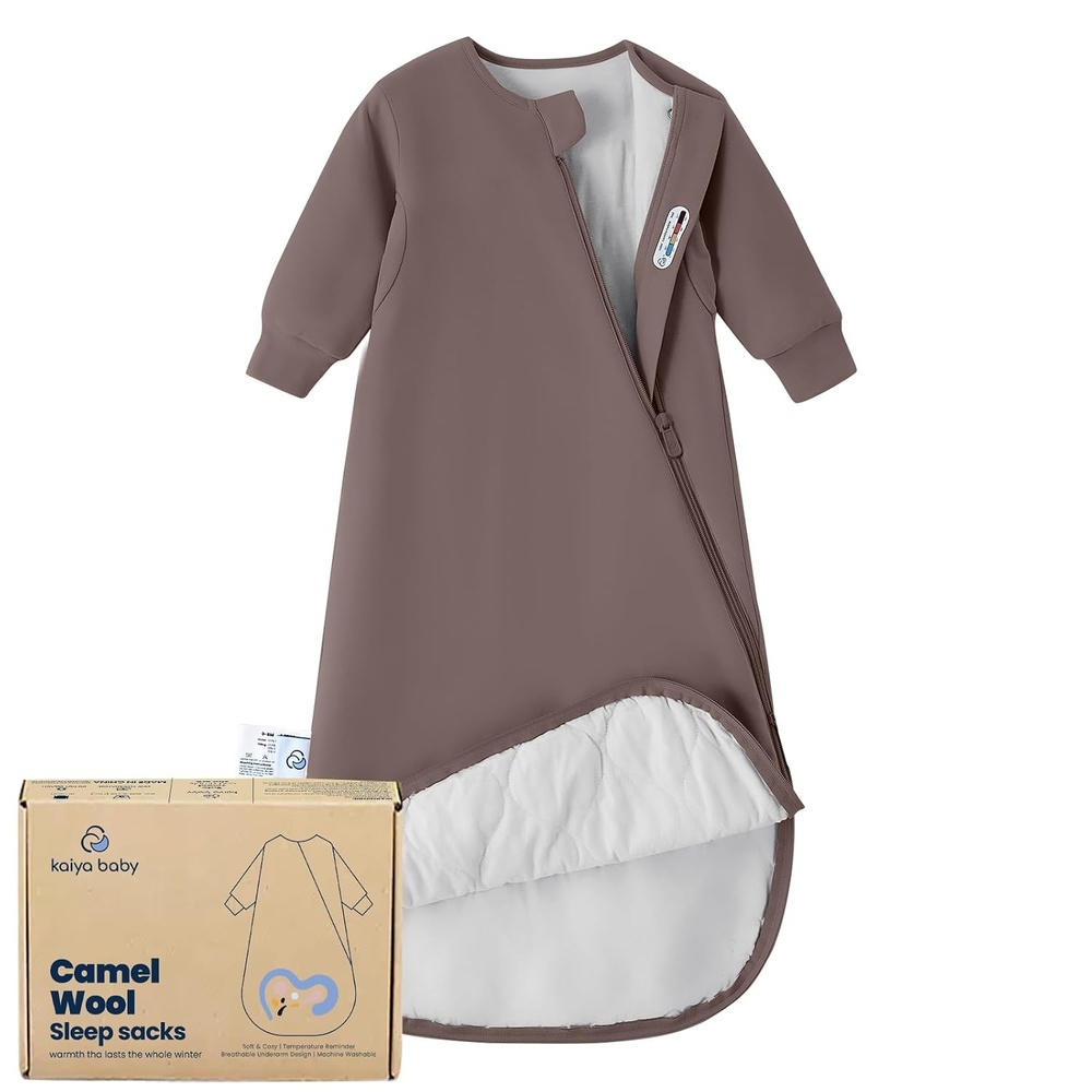 image:imageKaiyaBaby Organic Cotton Baby Sleep Sack Long Sleeve 10 TOG 618MMocha Brown