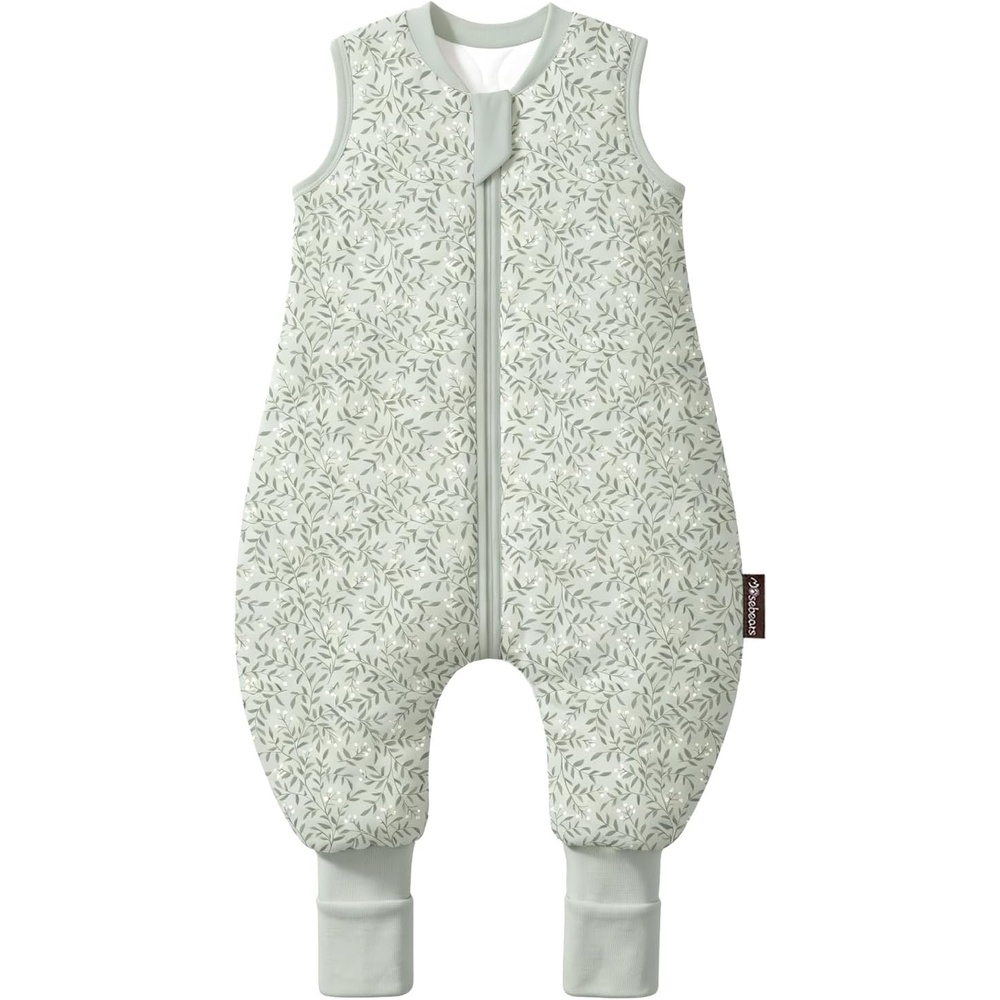 image:imageMosebears Cotton Toddler Sleep Sack with Feet 25 TOG Ultra Soft Toddler Sleeping Sack Baby Sleep Bag Walker Wearable BlanketGreen Leaf