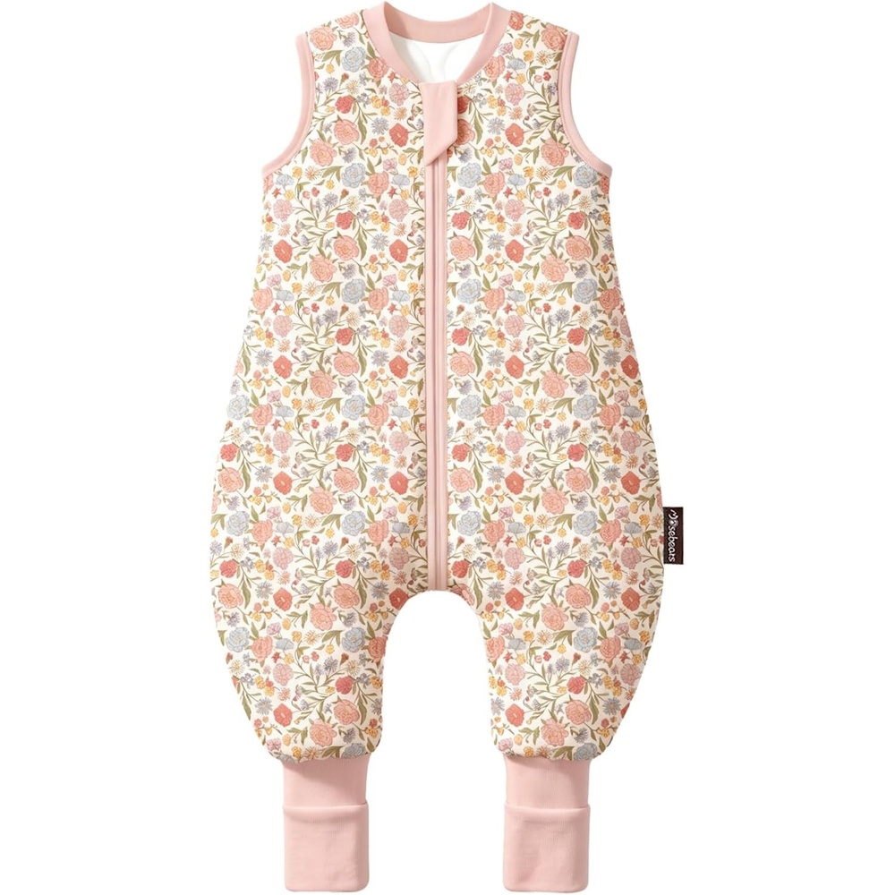 image:imageMosebears Cotton Toddler Sleep Sack with Feet 25 TOG Ultra Soft Toddler Sleeping Sack Baby Sleep Bag Walker Wearable BlanketPink Flower