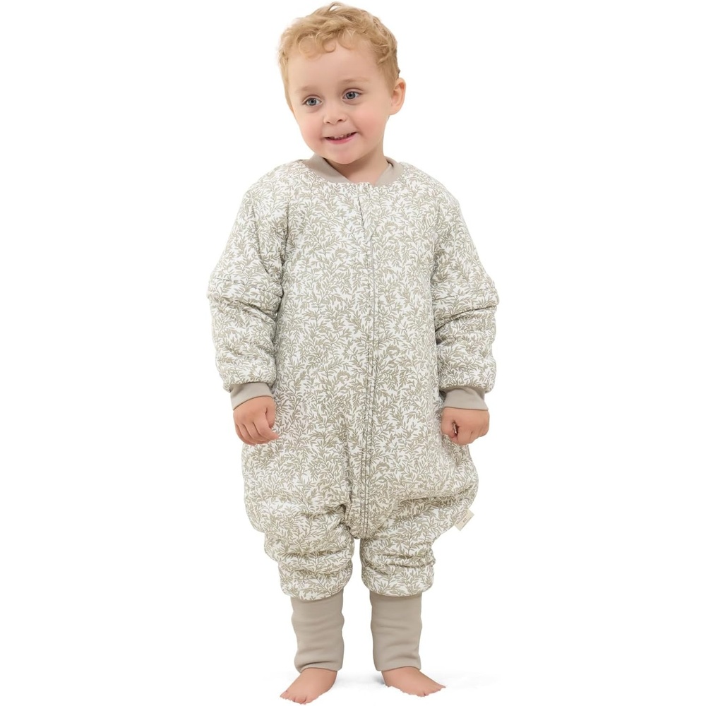 image:imageMosebears Cotton Toddler Sleep Sack with Feet 25 TOG Ultra Soft Toddler Sleeping Sack Walker Wearable BlanketLeaf