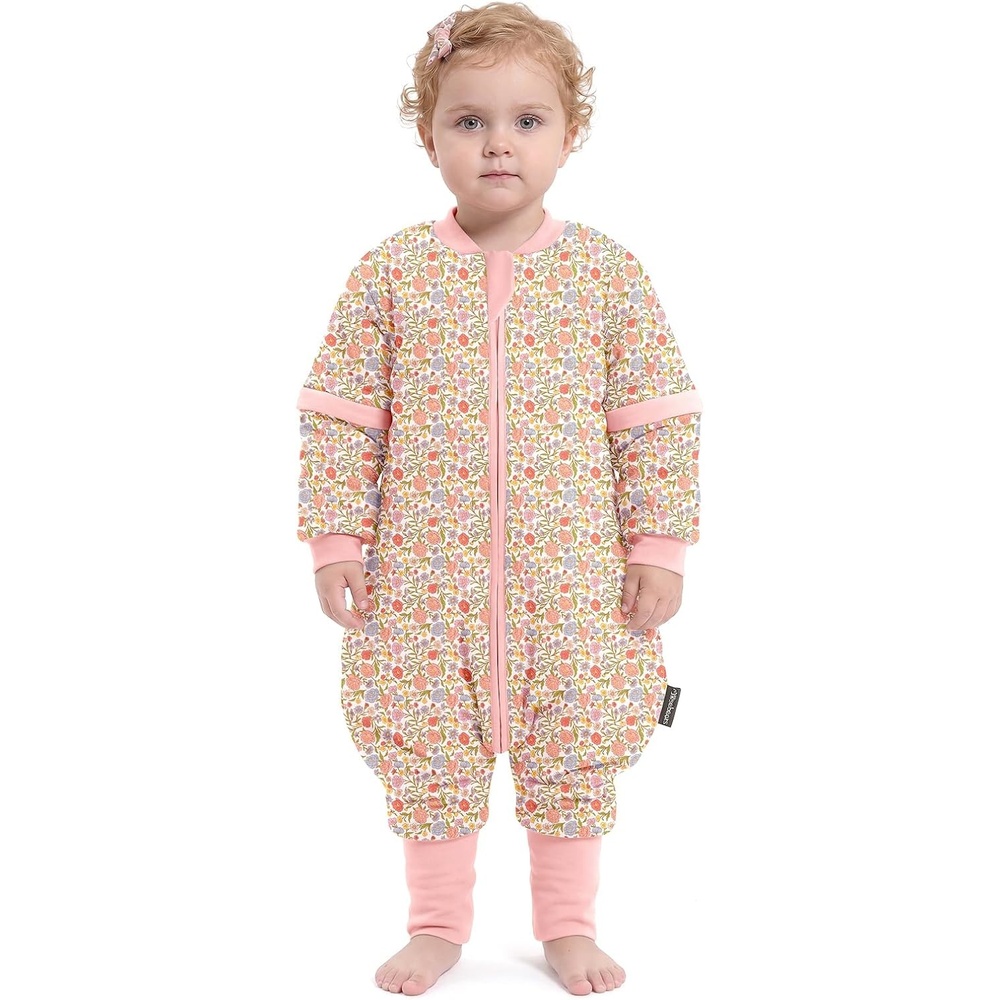 image:imageMosebears Cotton Toddler Sleep Sack with Feet 25 TOG Ultra Soft Toddler Sleeping Sack Walker Wearable BlanketPink Flower