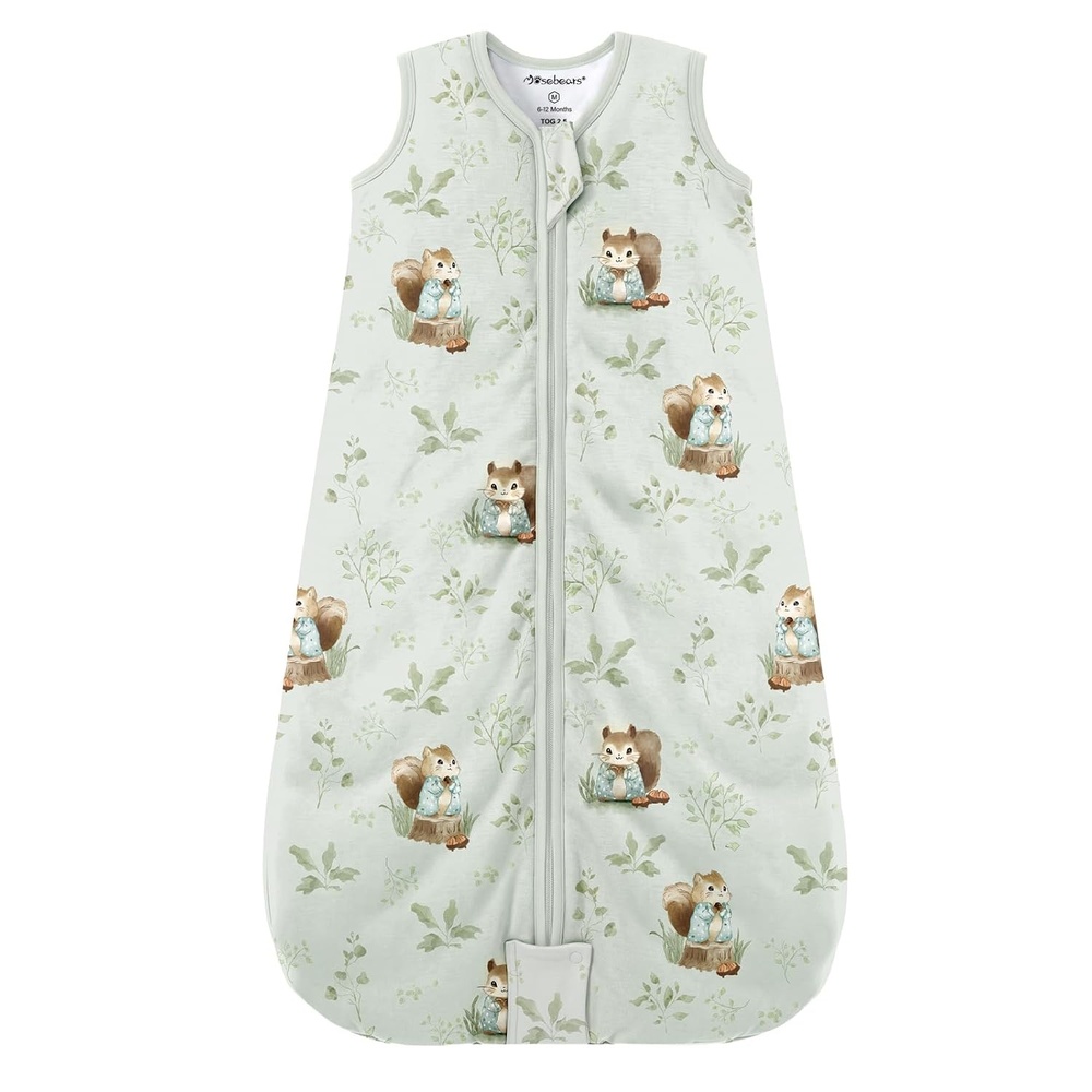 image:imageMosebears Sleep Sack Baby Winter Wearable Blanket with 2Way Zipper25 TOG Cotton Sleep Sack Unisex Calm Sage 612 MonthsGreen Animal